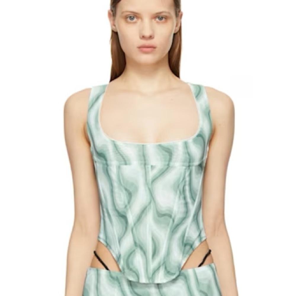 Miaou Green Stylish Wave Pattern Corset Top size XS